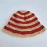 Thumbnail for Gehaakte bucket hat | Beige en rood