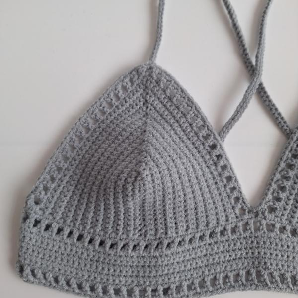 Gehaakt topje 'Boho top grijs'