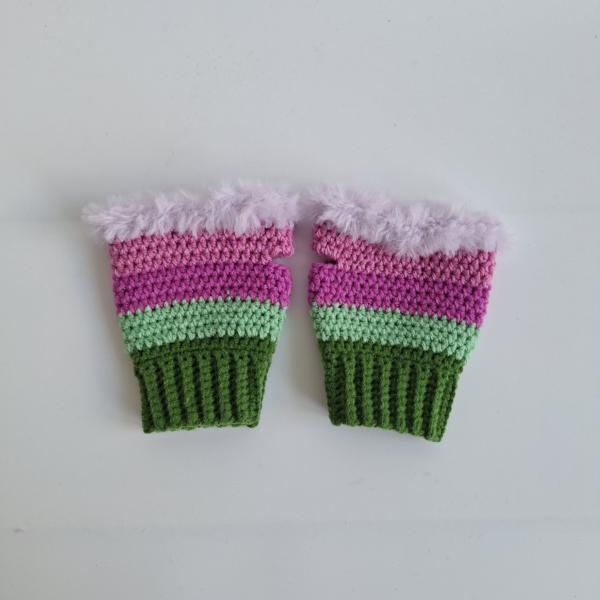 Gehaakte handschoenen - gehaakte vingerloze handschoenen | Groen, mintgroen, lavendel, Barbie roze en lila