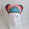 Thumbnail for Gehaakte bandana | Turquoise, denimblauw, perzikoranje, neon roze en donkerbruin