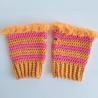 Thumbnail for Gehaakte handschoenen - gehaakte vingerloze handschoenen | Oranje en roze