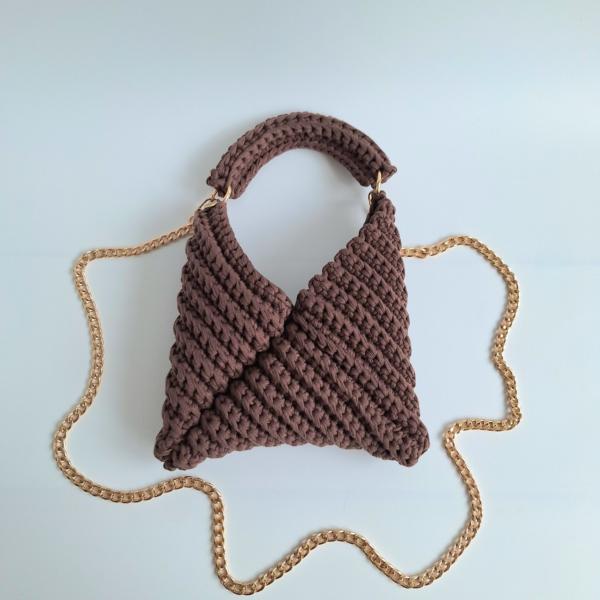 Gehaakte crossbody tas | Donkerbruin