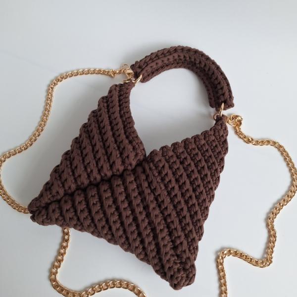 Gehaakte crossbody tas | Donkerbruin