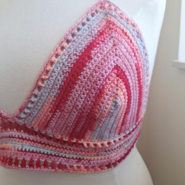 Gehaakt topje 'Boho top ombre paars en roze'