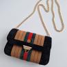 Thumbnail for Geweven crossbody tas | Lichtbruin, donkergroen, rood en zwart