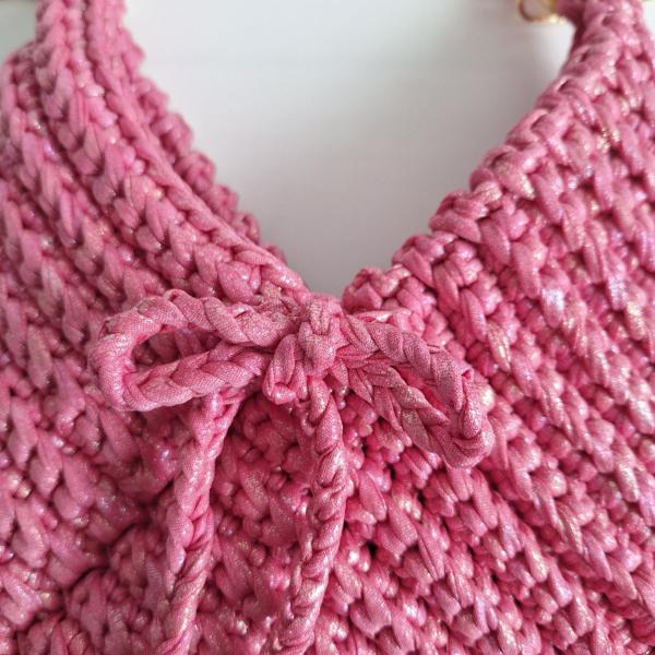 Gehaakte crossbody tas | Glitter roze