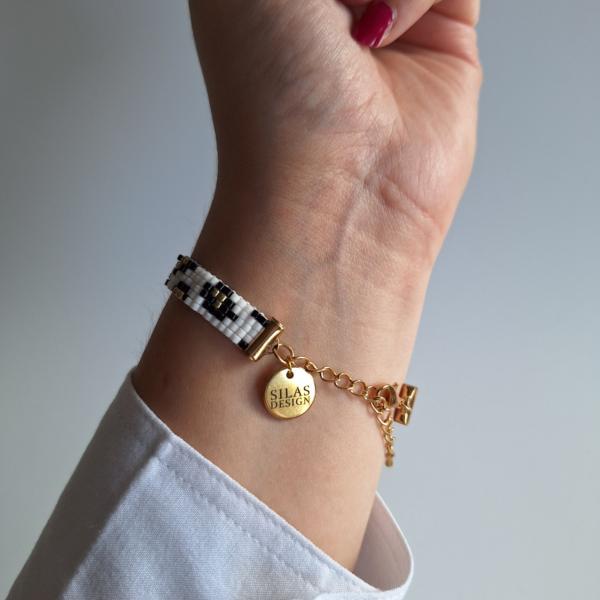 Geweven kralen armband | Wit luipaard