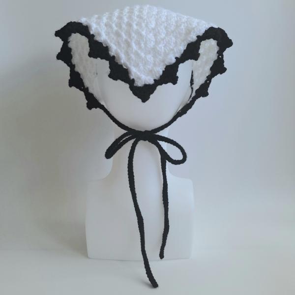 Gehaakte bandana | Wit en zwart