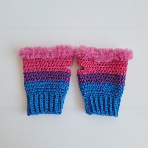 Gehaakte handschoenen - gehaakte vingerloze handschoenen | Biseksuele Pride vlag