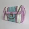 Thumbnail for Geweven crossbody tas | Turquoise, lila, pastel geel en zilver