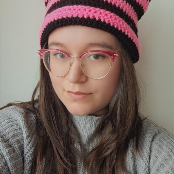 Gehaakte muts | Zwart en neon roze