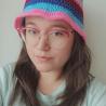 Thumbnail for Gehaakte bucket hat | Donkerblauw, turquoise, roze en rood