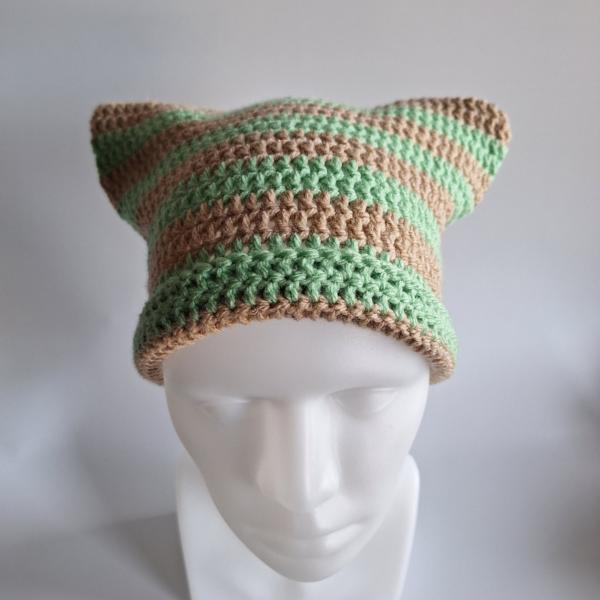 Gehaakte muts | Beige en mintgroen