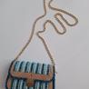 Thumbnail for Geweven crossbody tas | Lichtblauw, petrol, turquoise, lichtbruin en goud