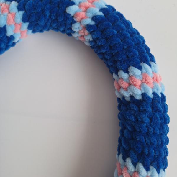 Gehaakte knuffel slang | Donkerblauw, lichtblauw en lichtroze