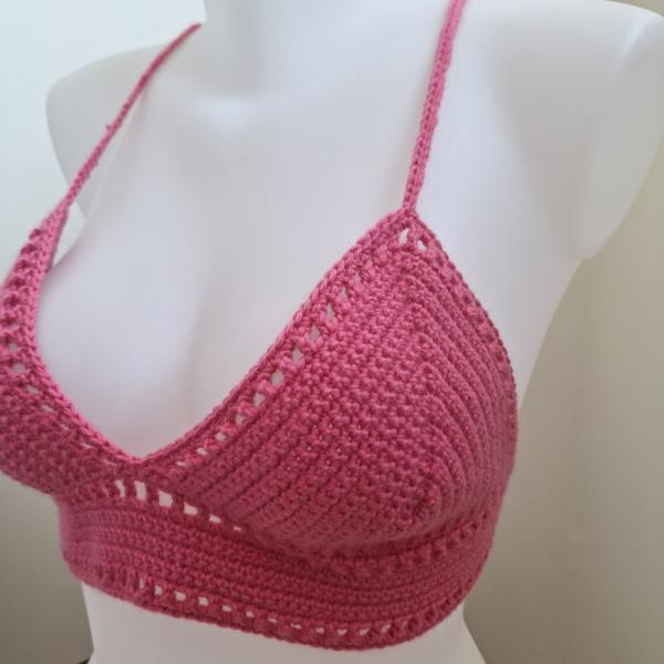 Gehaakt topje 'boho top hot pink'