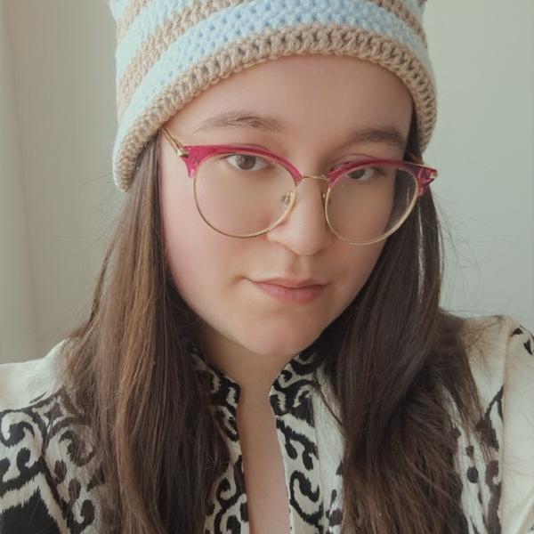 Gehaakte muts | Beige en lichtblauw