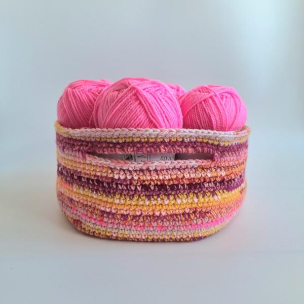 Gehaakte opbergmand | Roze gemêleerd