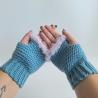 Thumbnail for Gehaakte handschoenen - gehaakte vingerloze handschoenen | Denimblauw en lila