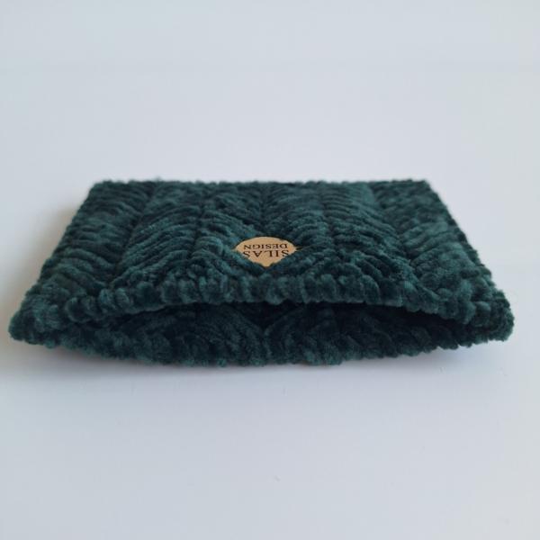 Geweven pasjeshouder | Donkergroen velvet look