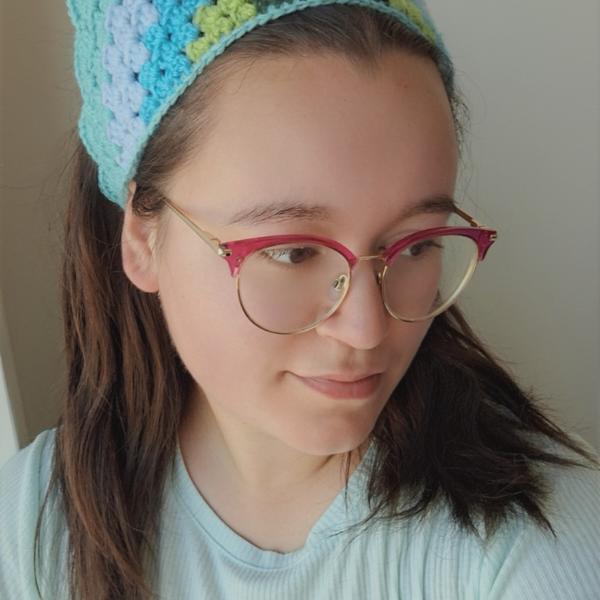 Gehaakte bandana 'Mintgroen, turquoise en donkergroen'