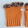 Thumbnail for Gehaakte handschoenen - gehaakte vingerloze handschoenen | Oranje en bruin