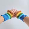 Thumbnail for Gehaakte handschoenen - gehaakte vingerloze handschoenen | Blauw, turquoise, groen, geel en bruin