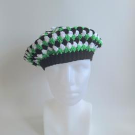 Gehaakte beret | Zwart, wit en groen
