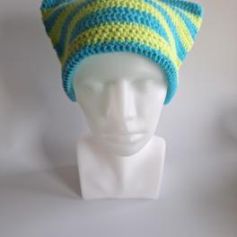Gehaakte muts | Limegroen en turquoise