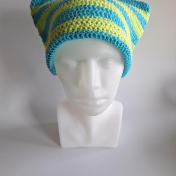 Gehaakte muts | Limegroen en turquoise