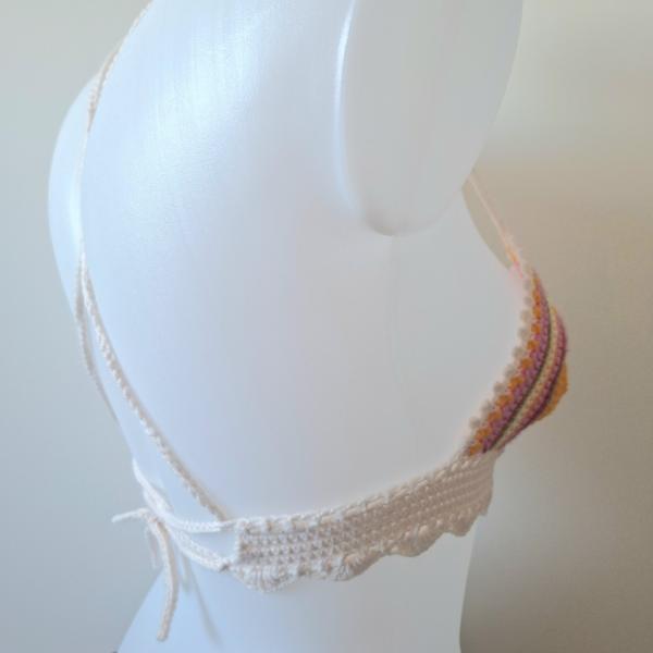 Gehaakt topje | Crème, geel, groen, fuchsia en lichtroze