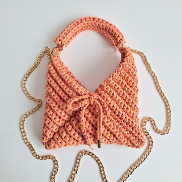 Gehaakte crossbody tas | Glitter oranje