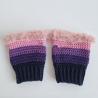 Thumbnail for Gehaakte handschoenen - gehaakte vingerloze handschoenen | Donkerblauw, paars en lichtroze