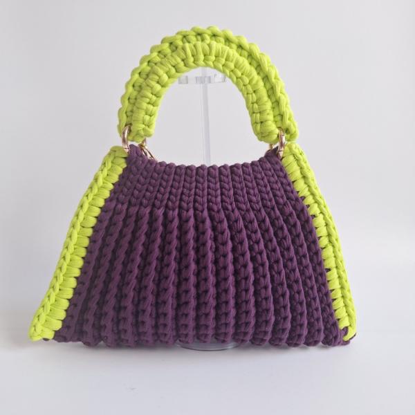 Gehaakte tas Shelly | Paars en neon groen