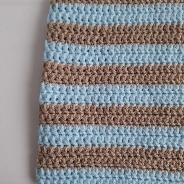 Gehaakte muts | Beige en lichtblauw