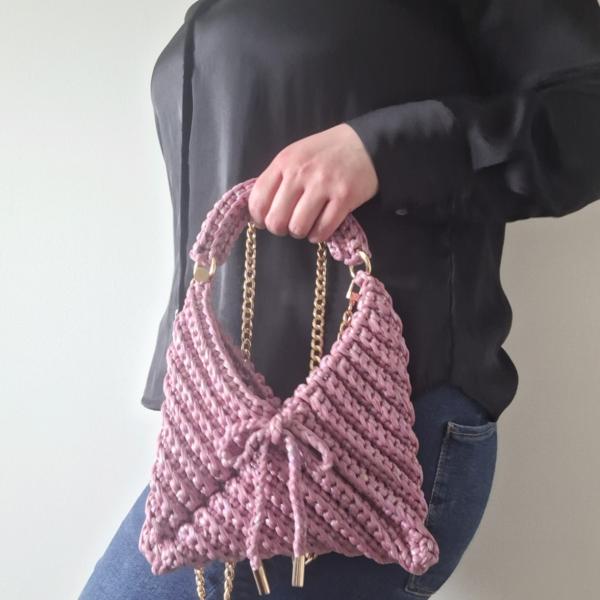 Gehaakte crossbody tas | Glitter lila