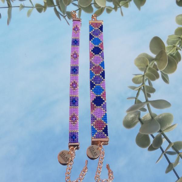 Geweven kralen armband | Paars glas-in-lood