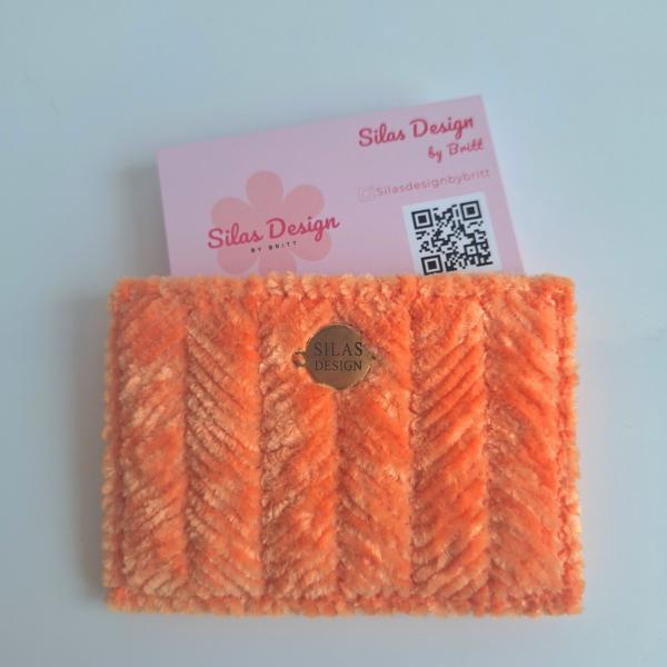 Geweven pasjeshouder | Oranje velvet look
