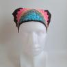 Thumbnail for Gehaakte bandana | Turquoise, denimblauw, perzikoranje, neon roze en donkerbruin
