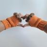 Thumbnail for Gehaakte handschoenen - gehaakte vingerloze handschoenen | Oranje en bruin