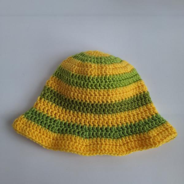 Gehaakt baby zonnehoedje | Groen en geel
