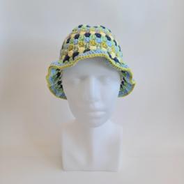 Gehaakte bucket hat | Donkergroen, geel, donkerblauw, mintgroen, lichtblauw, limegroen en beige