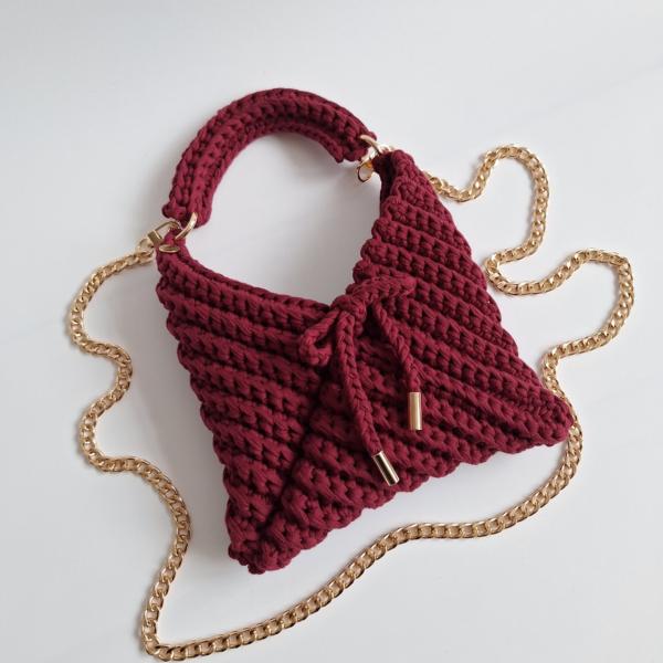 Gehaakte crossbody tas | Wijnrood