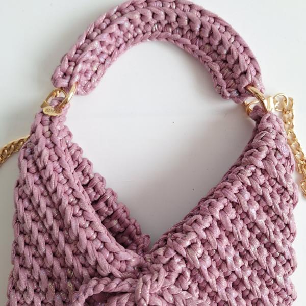 Gehaakte crossbody tas | Glitter lila