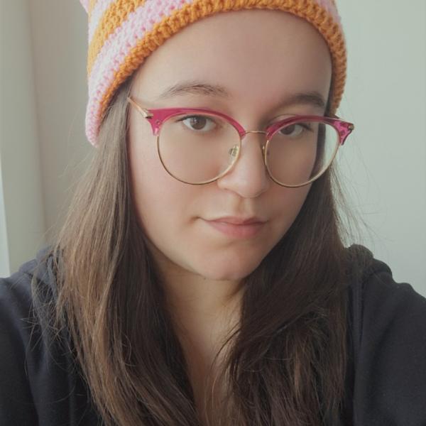 Gehaakte muts | Lichtroze en oranje