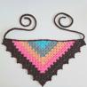 Thumbnail for Gehaakte bandana | Turquoise, denimblauw, perzikoranje, neon roze en donkerbruin