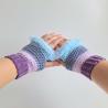 Thumbnail for Gehaakte handschoenen - gehaakte vingerloze handschoenen | Paars, lila, denimblauw en lichtblauw