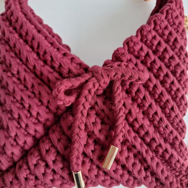 Gehaakte crossbody tas | Wijnrood