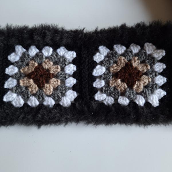 Gehaakte tas | Bruin, beige, grijs wit en zwart imitatiebont