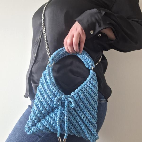 Gehaakte crossbody tas | Glitter blauw